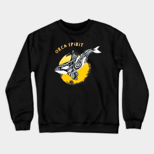 Orca Killer Whale Spirit Yellow Sun Tribal Tattoo Ink Crewneck Sweatshirt